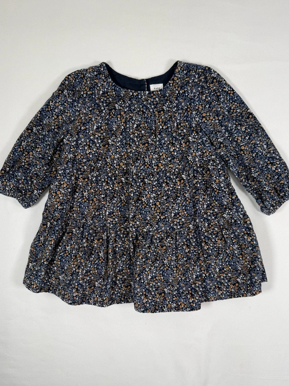 BABY GAP Girls’ Corduroy Tiered Floral Cottagecore Dress Farmhouse Size 12-18M